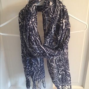 Blue patterned scarf